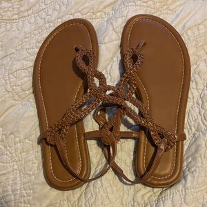 Brown Braided Sandals